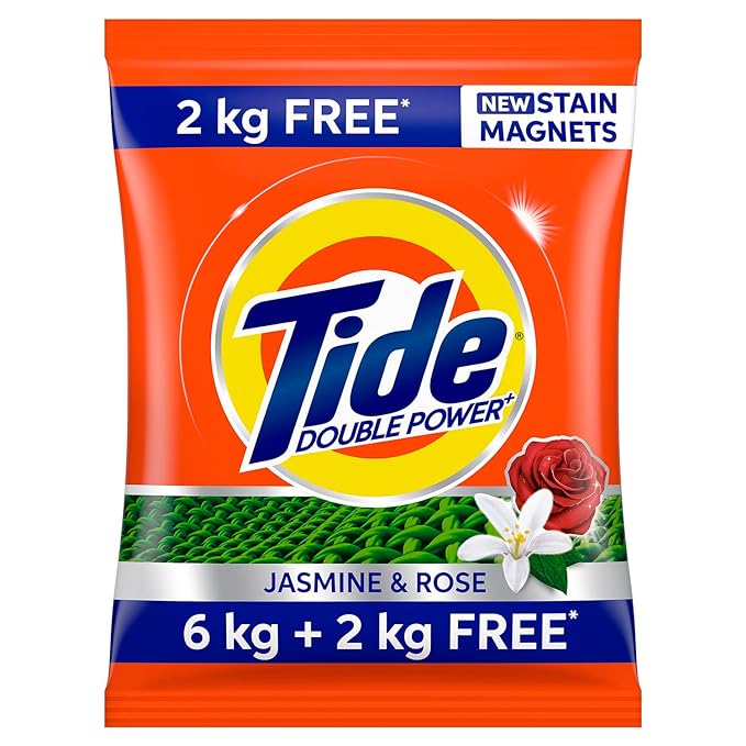 Tide Plus Double Power Detergent Washing Powder Jasmine & Rose 6kg + 2kg FREE