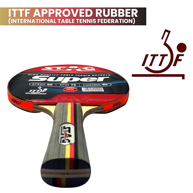 Stag Super Table Tennis Racquet | 174 Grams | Intermediate | ITTF Approved Rubber