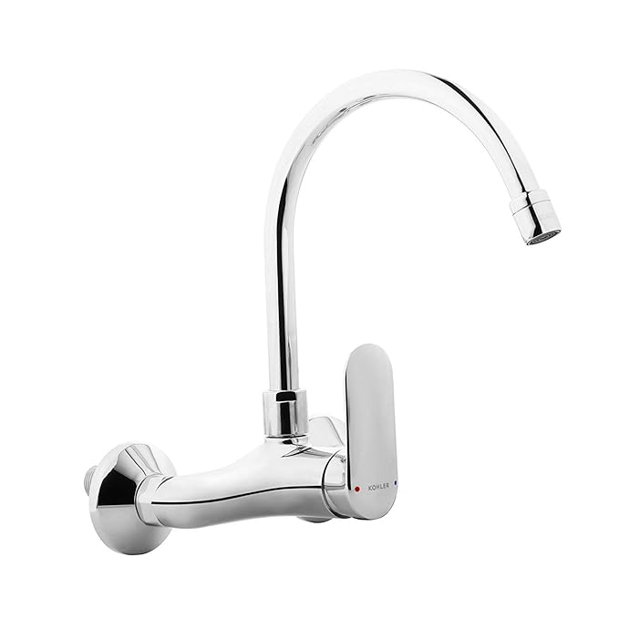 Kohler Kumin Wall-mount Sink Tap for Kitchen – Polished Chrome Finish – Single Lever Kitchen Faucet