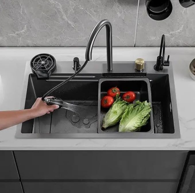 BATHREX Modular kitchen sink, Stainless Steel Single Bowl Handmade Black Color nano coating, sink