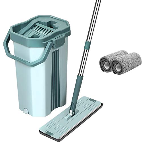 U.P.C. Mop With Bucket- Upc Upgraded Hands-Free Squeeze Microfiber Flat Spin Mop System