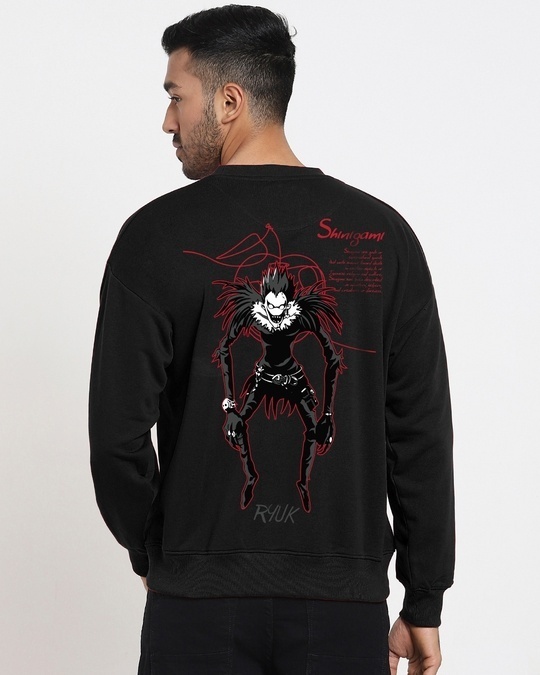Men’s Black The Ryuk Graphic Printed Oversized Sweatshirt