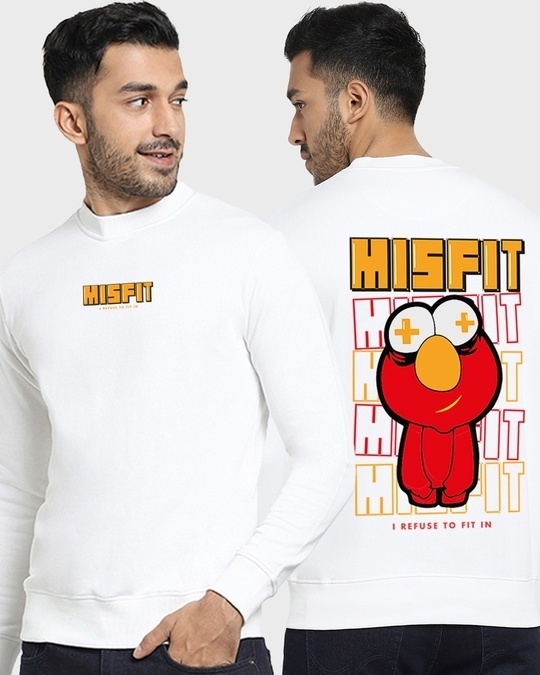 Men’s White Misfit Graphic Printed Sweatshirt