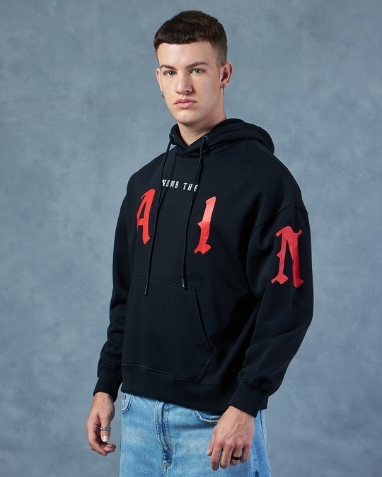 Men’s Black Numb the Pain Graphic Printed Oversized Hoodies