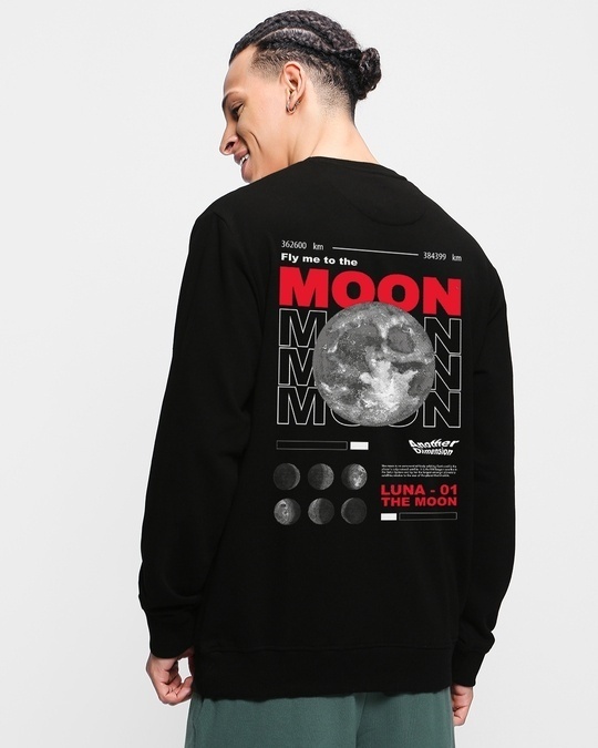 Men’s Black Fly Me to The Moon Graphic Printed Sweatshirt