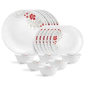 Cello Opalware Dazzle Series Scarlet Bliss Dinner Set, 18 Units