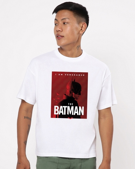 Men’s White Batman Poster Graphic Printed T-shirt