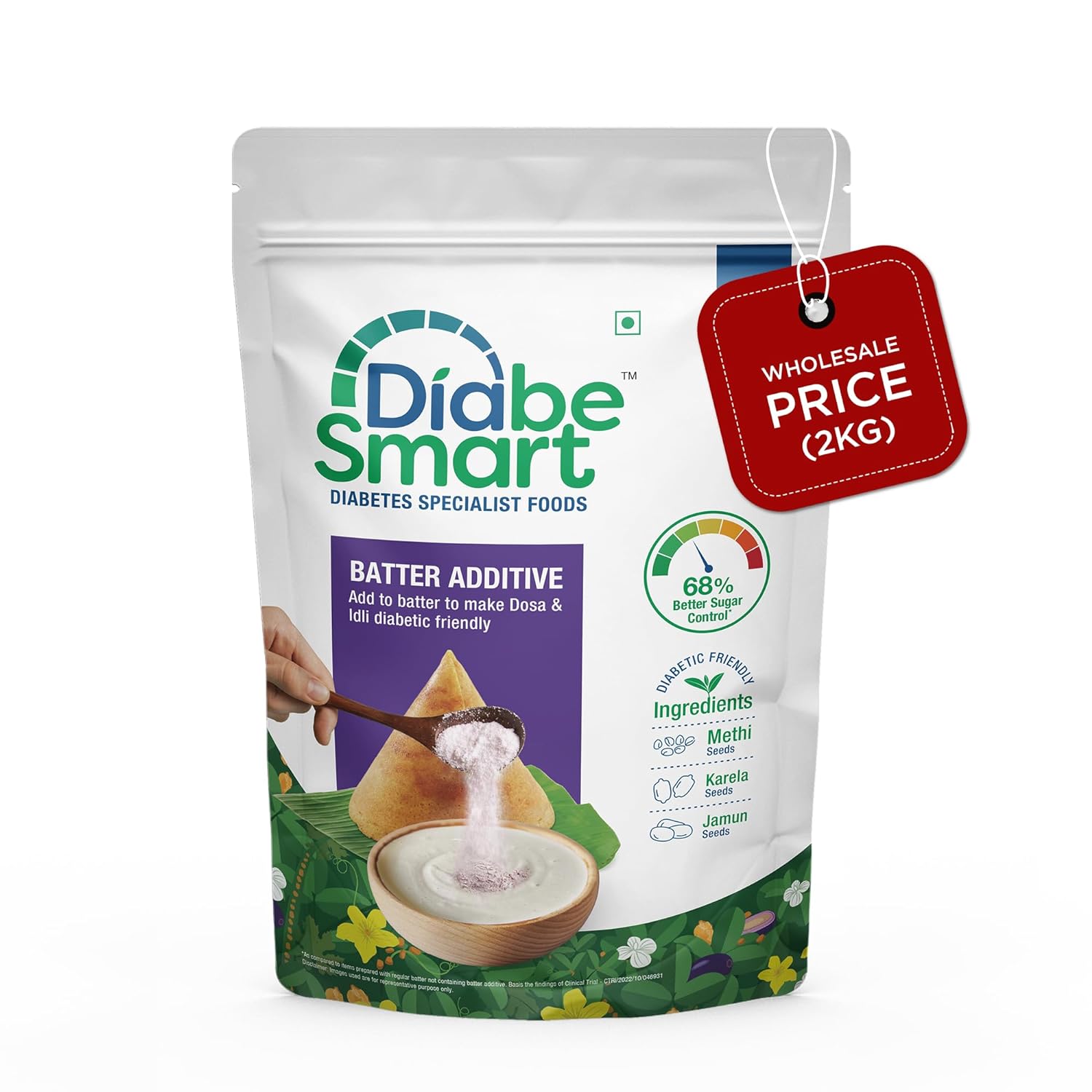 DiabeSmart Diabetic Mix for Batter 2Kg | Tested for 50% Better Blood Sugar Level