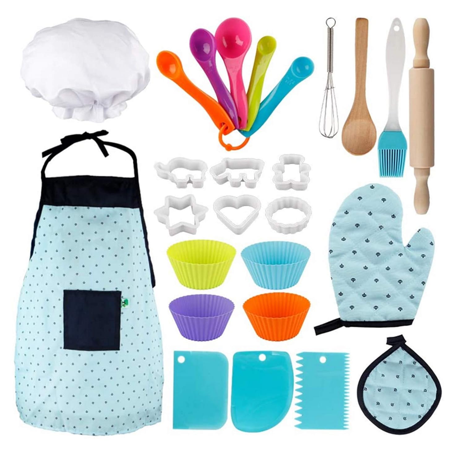F FABOBJECTS® 26PCS Child Cosplay Baking Cooking Home Kitchen Apron Cake Accessories