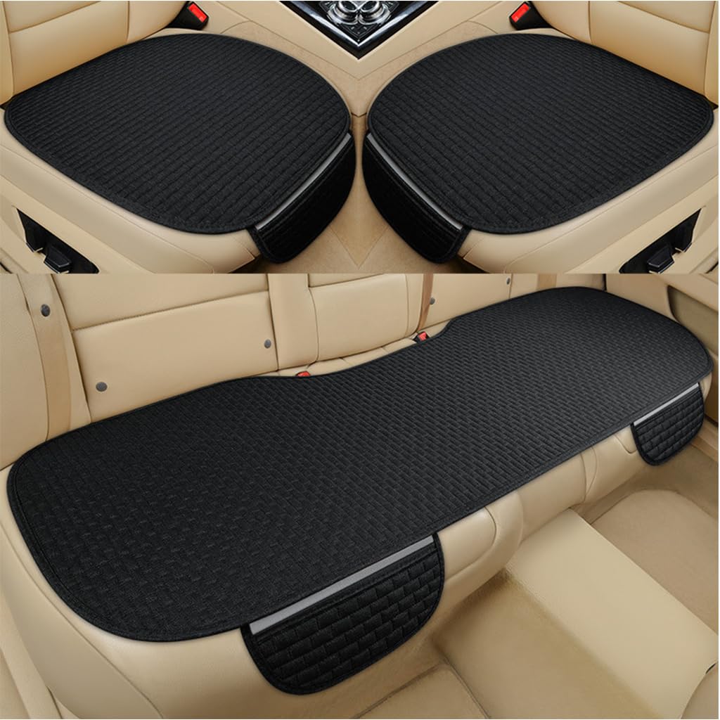 3Pcs Car Seat Covers Summer Breathable Front Seat Cushion Mat Flax Car Seat Cover