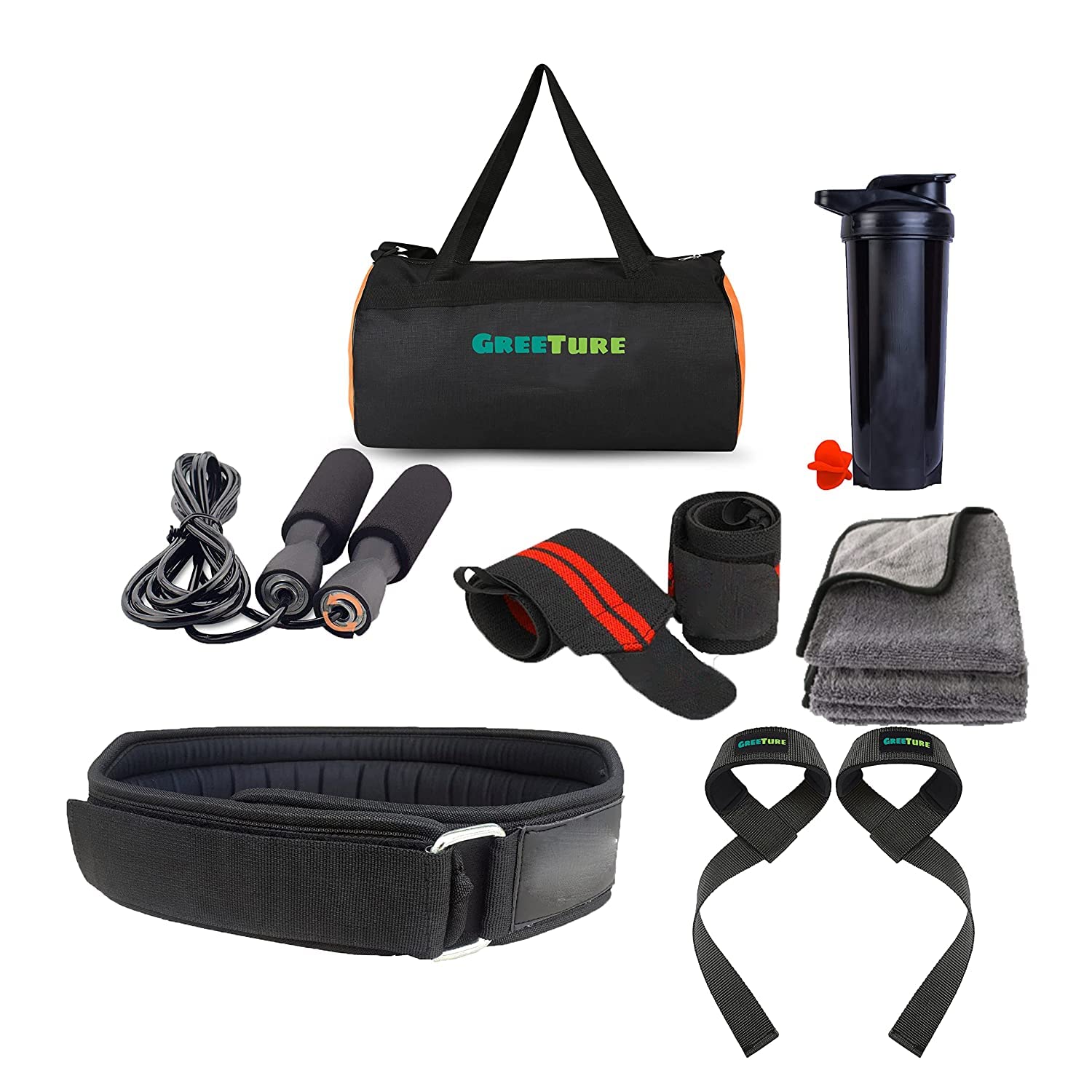 GREETURE Ultimate Gym Accessories Combo Set for Men and Women Workout
