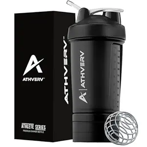 ATHVERV Pro Gym Shaker Bottle, Protein Shaker with 2 Storage Compartment
