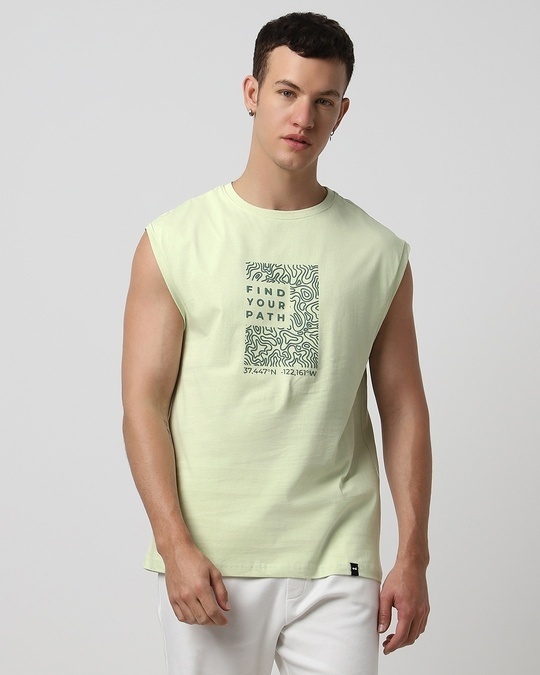 Men’s Green Find Your Path Graphic Printed Boxy Fit Vest