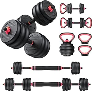 BURNLAB 6 In 1 Multifunctional Weight Training Kit- Dumbells, Kettlebells, Barbells & Push Up Brackets