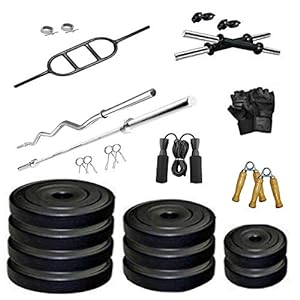 TUFFSTUFF weight lifting bar,Egg rod with 30kg pvc weights set,5ft and 3ft barbell rods,14″ dumbbell rods, gym accessories