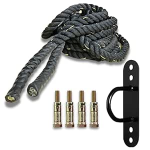 FIRE FITNESS Battle Rope with d anchour set for home Workout station rope
