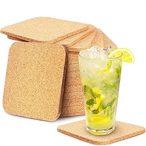 Cork Drink Coasters 1/8″ Thick Square 30 Pack – Home Bar and Kitchen Essential