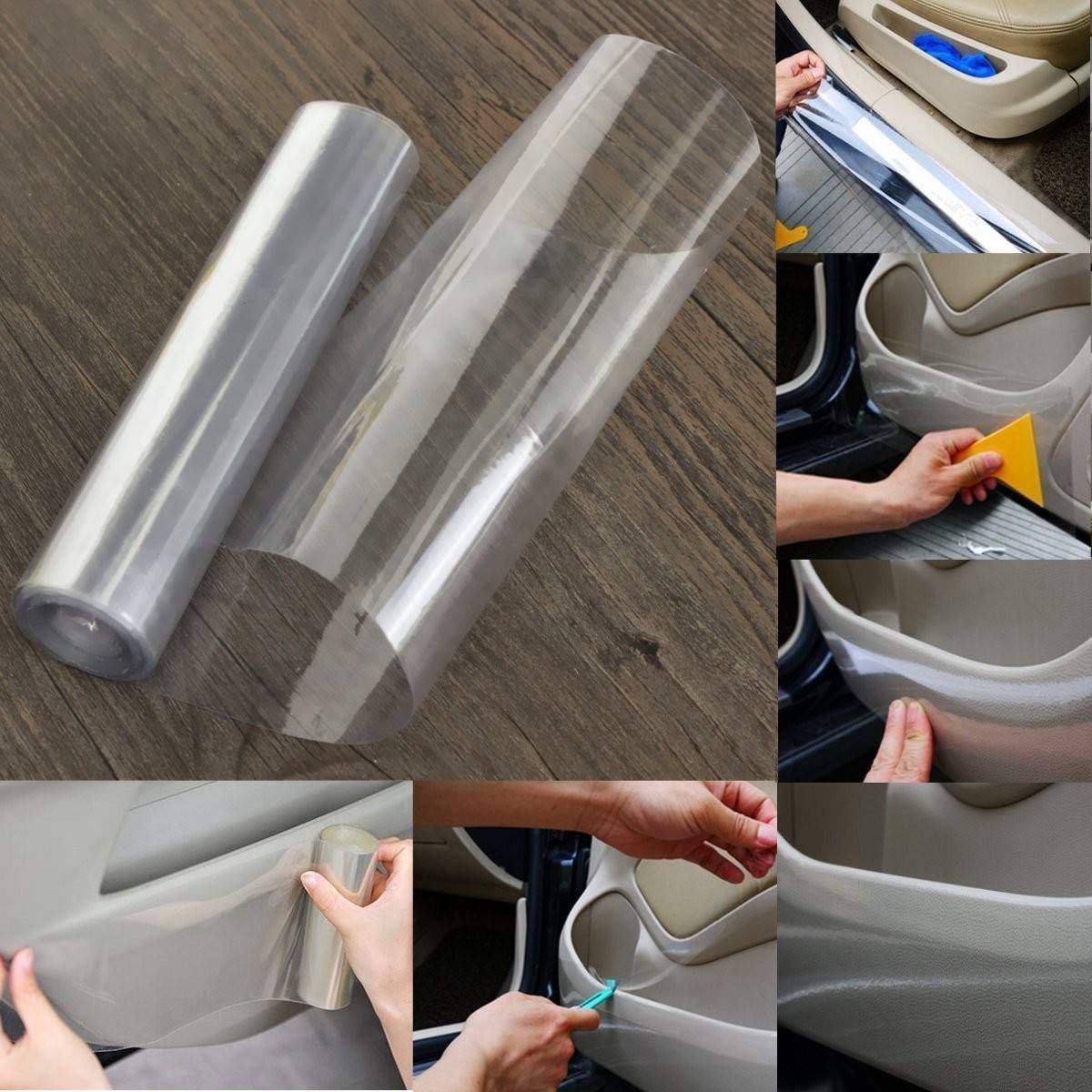 CVANU Transparent Car Protective Film Vinyl Wraps 12”x36”