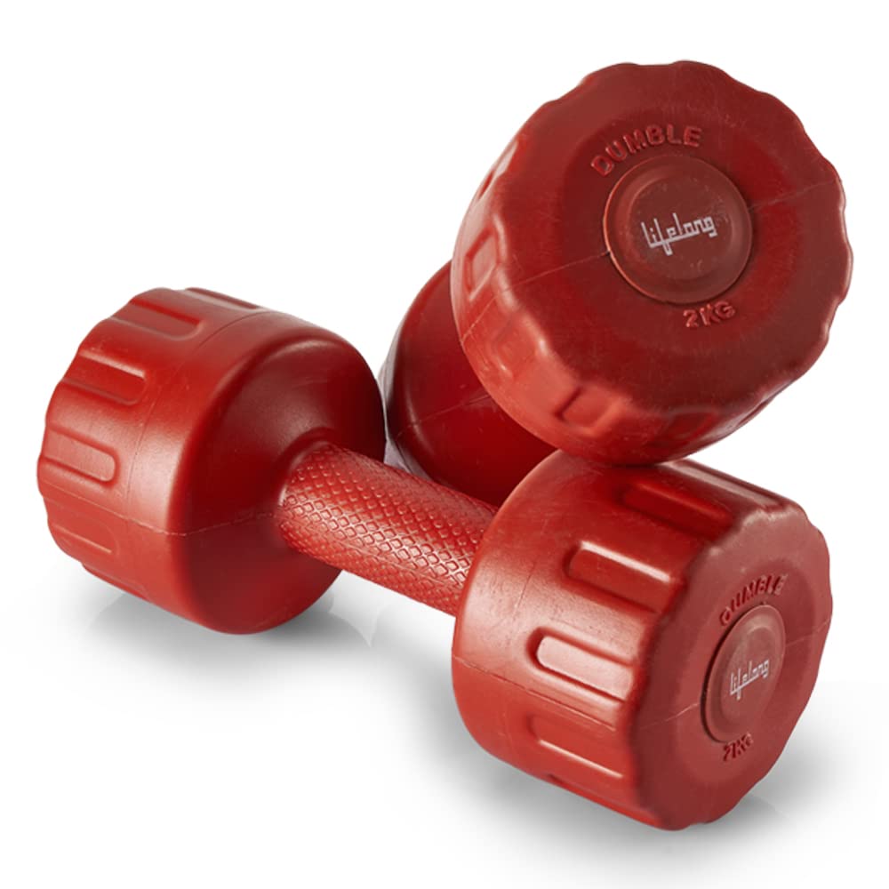 Lifelong PVC Fixed Dumbbells Pack of 2 for Home Gym Equipment Fitness Barbell