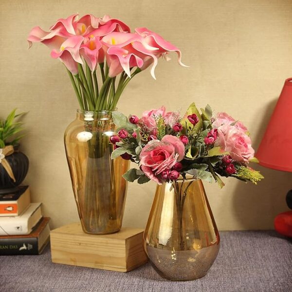 RIBBONS Set of 2 Decorative Glass Vase for Flowers Home Decor