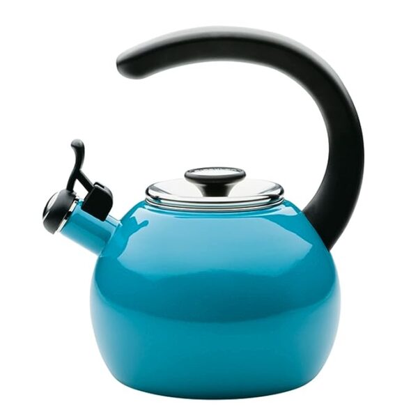 Enamel On Steel Whistling Tea Kettle | Hot Water Kettle with Heat-Resistant