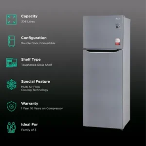 LG 288 Litres 2 Star Frost Free Double Door Refrigerator