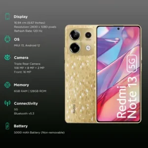 Redmi Note 13 5G (6GB RAM, 128GB, Prism Gold)