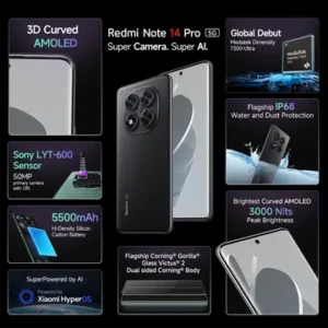 Redmi Note 14 Pro 5G (8GB RAM, 128GB, Titan Black)