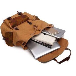 Laptop Classical Leather Canvas Military Backpack