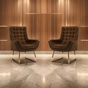 Valencia Tufted Wing Chair in Brown Color