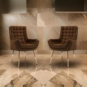 Valencia Tufted Wing Chair in Brown Color