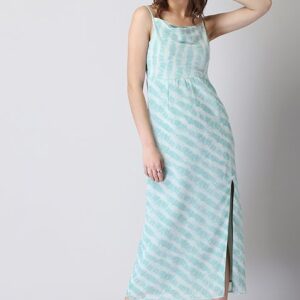 Blue Tie Dye Strappy Cowl Neck Maxi Dress