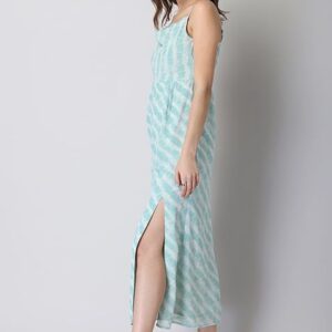 Blue Tie Dye Strappy Cowl Neck Maxi Dress