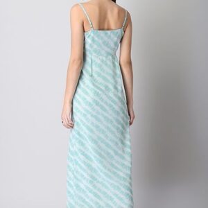 Blue Tie Dye Strappy Cowl Neck Maxi Dress
