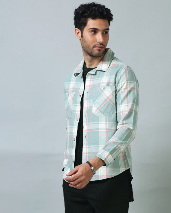 Men's Light Blue Checked Shirt