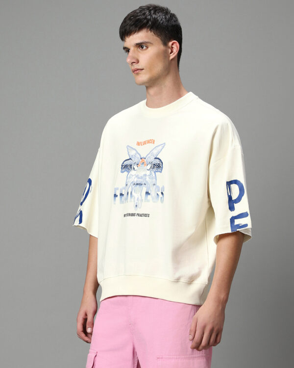Gardenia Fearless Graphic Printed Super Loose Fit Sweatshirt