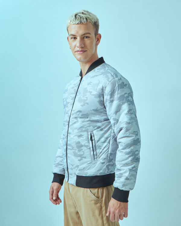 Men's Grey All Over Printed Puffer Jacket