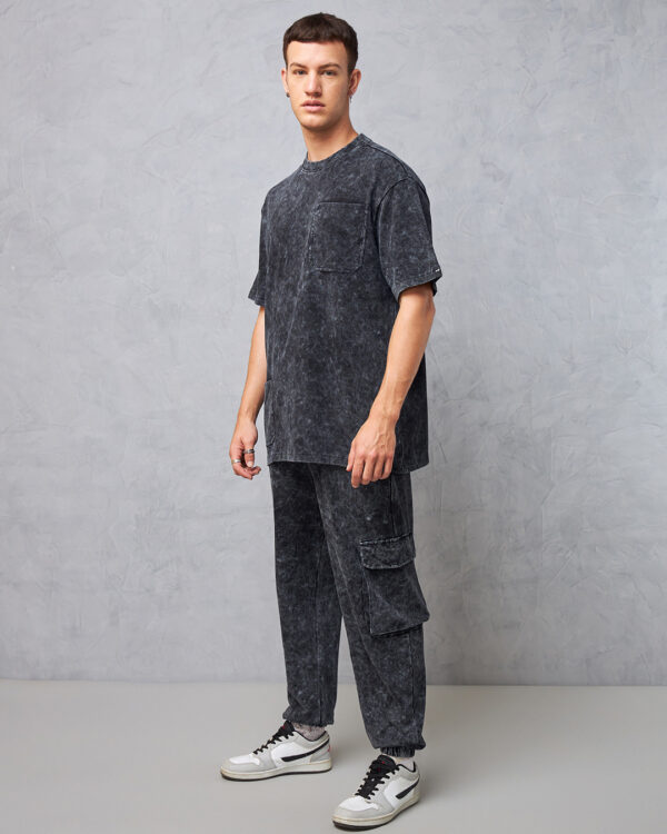 Black Oversized Acid Wash Co-ordinates