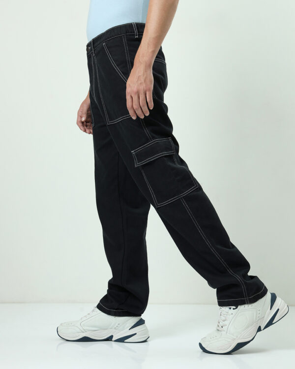 Men's Black Baggy Cargo Jeans
