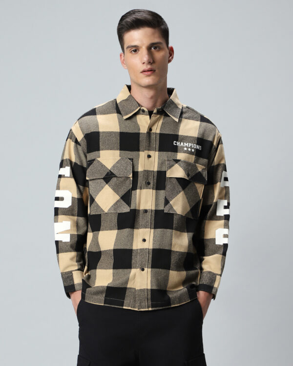 Brown & Black Reb Checked Oversized Shirt