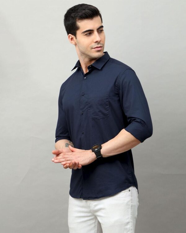 Men's Navy Blue Slim Fit Shirt