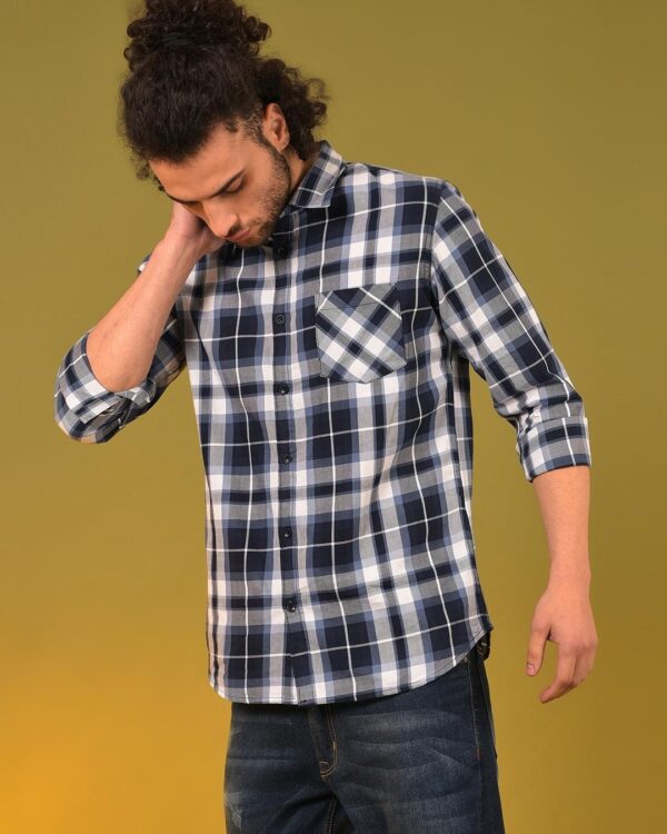 White and Black Checked Shirt