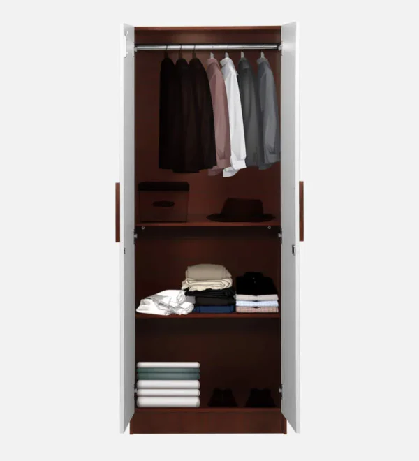 2 Door Wardrobe In White Colour With Locker