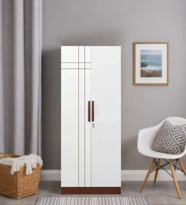 2 Door Wardrobe In White Colour With Locker