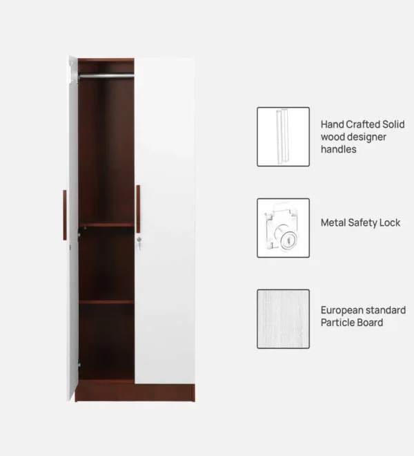 2 Door Wardrobe In White Colour With Locker