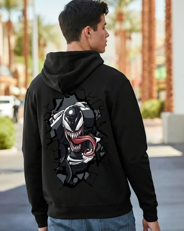 Black Venom Street Graphic Printed Hoodies