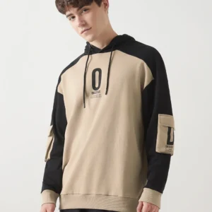 Men's Brown & Black Color Block Hoodies