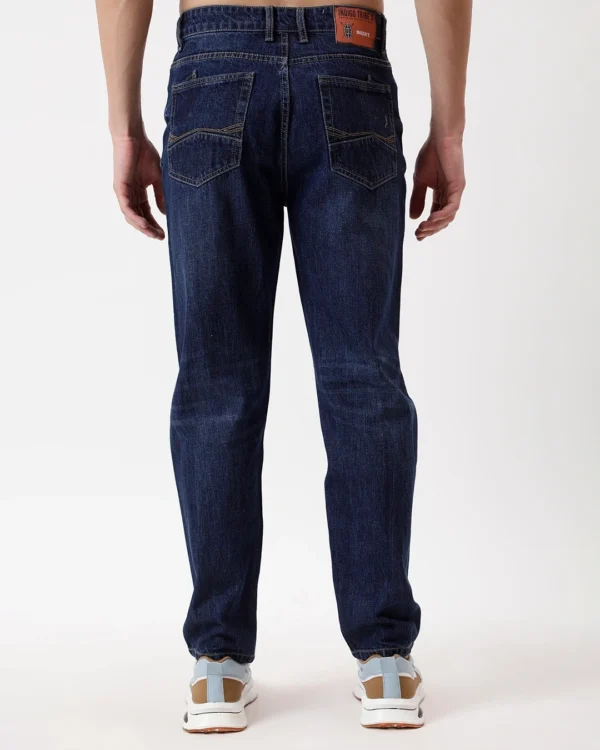 TRIBE'S Men's Dark Blue Washed Jeans