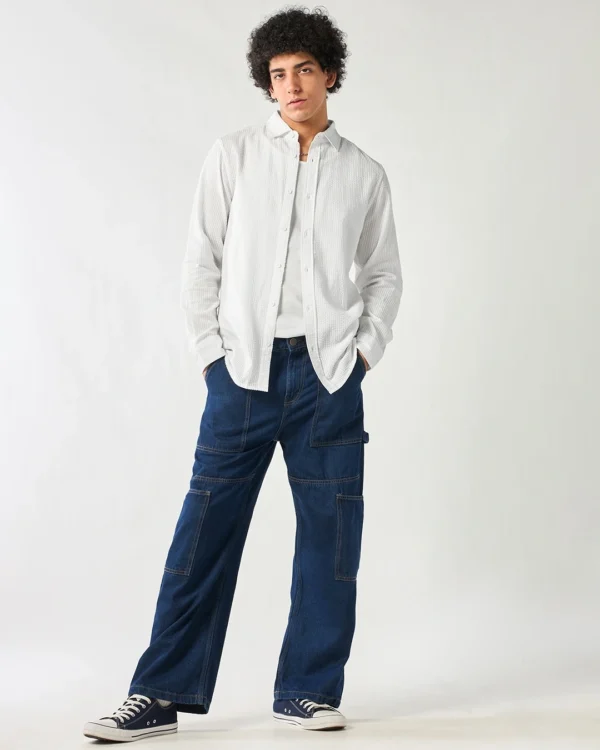 Men's White Textured Shirt