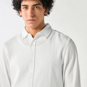Men's White Textured Shirt